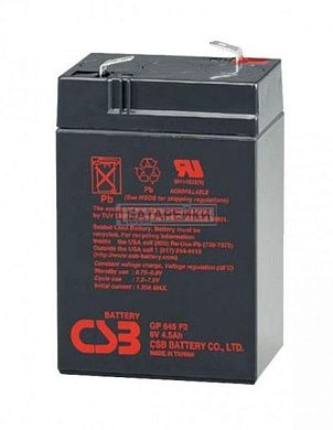 Фото - 6V 4.5Ah  CSB GP 645 Аккумулятор, 6В 4.5  (70 x 47 x 100 (105))  