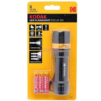 Фото - Ліхтар KODAK LED Flashlight Focus 120 750mW Bk+3AAA HD
