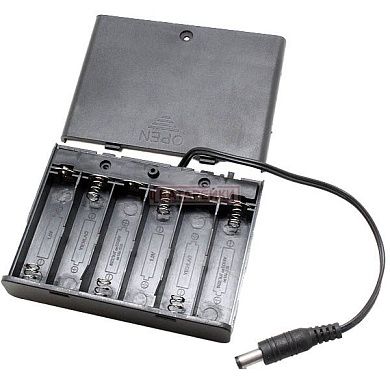 Фото - Відсік для 6-ти елементів  9V живлення АА, роз'єм 5,5 2,1, закритий корпус з вимикачем