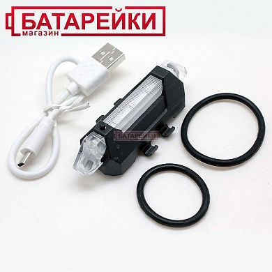 Фото - фонарь для велосипеда аккум DC-918 (AYQ-093) +ЗУ USB red+blue