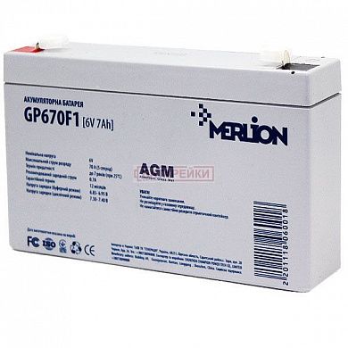 Фото - 6V 7A MERLION AGM GP670F1 6 V 7Ah