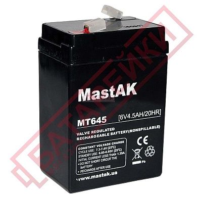 Фото - 6V4,5A  Mastak MT645 Акку SLA.