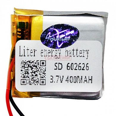 Фото - 602626  3,7V 400mAh (26x26, толщ.6,0мм) на 2 провода