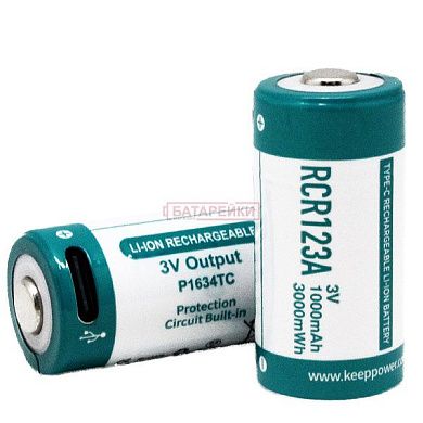 Фото - KEEPPOWER P1634TC TYPE-C USB RCR123A 16340 3V 1000mAh