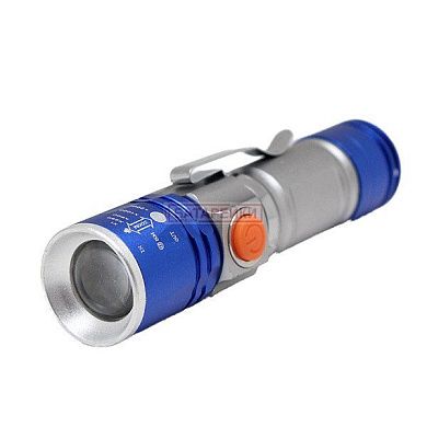 Фото - ліхтар вбуд.акум алюм BL-517-XPE-USB zoom, кліпса USB-зарядка 4режима