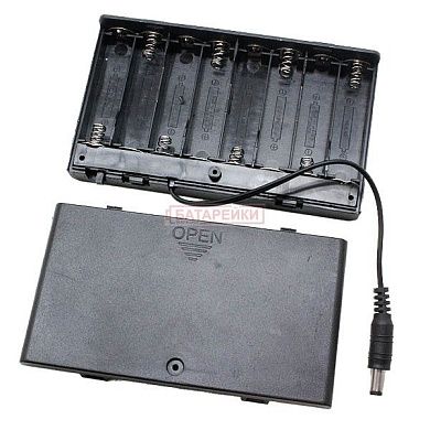 Фото - Відсік для 8 елементів  12V живлення АА, роз'єм 5,5?2,1, закритий корпус з вимикачем